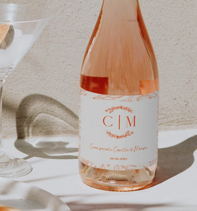 Etiquette de champagne cuvée spéciale mariage