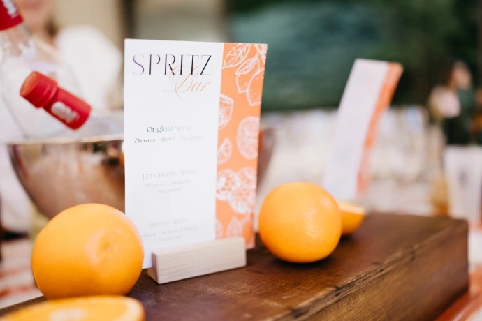 Carte de Cocktail bar a spritz mariage orange 
